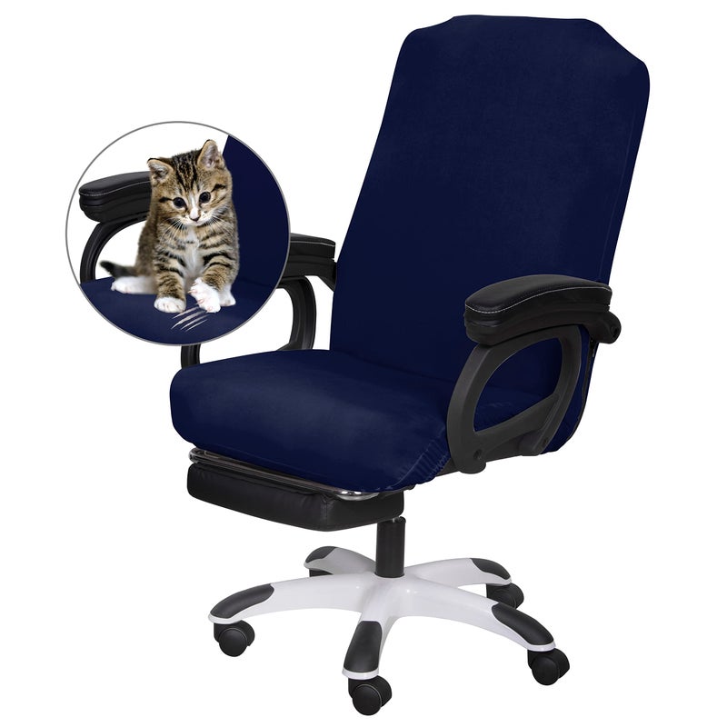 SARAFLORA Office Chair Cover- Large, Navy- Removable Computer Chair Covers for Office Chair with Zipper for Universal Rotating Chair Desk Chair Cover High Back Chairs Seat Washable Protector for Pets - Image 1
